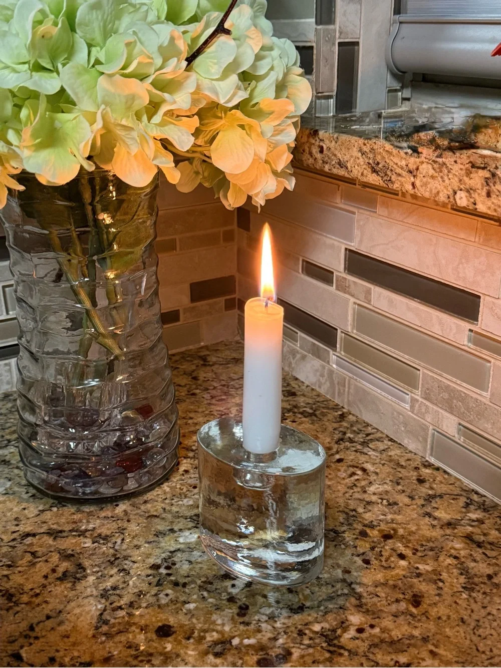 Crate and Barrel Glass Taper Candle Holder